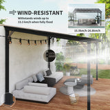Metal Retractable Pergola Waterproof Polycarbonate Roof 428cm Width x 294cm Depth - Velmora