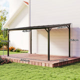 Metal Retractable Pergola Waterproof Polycarbonate Roof 428cm Width x 294cm Depth - Velmora