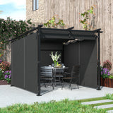 Metal Retractable Roof Pergola With Curtains 297cm Width x 295cm Depth - Velmora