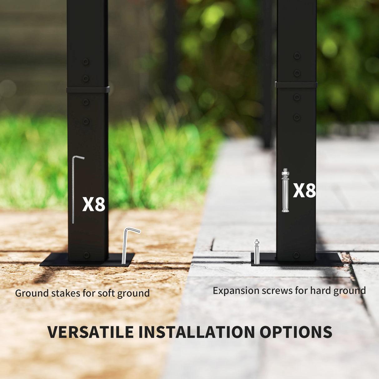 Metal Retractable Roof Pergola With Curtains 297cm Width x 295cm Depth - Velmora