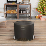 Metal Round Fire Pit With Lid And Fire Poker - Velmora