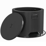 Metal Round Fire Pit With Lid And Fire Poker - Velmora