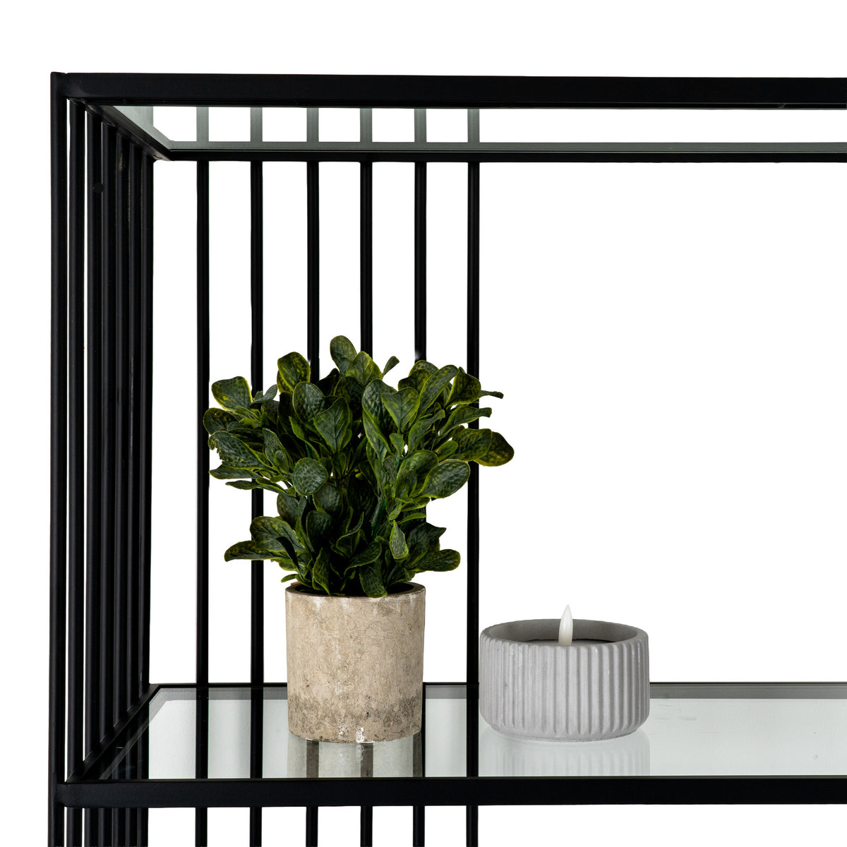 Metal Shelving Unit 80cm Wide With Glass Shelves - Alto