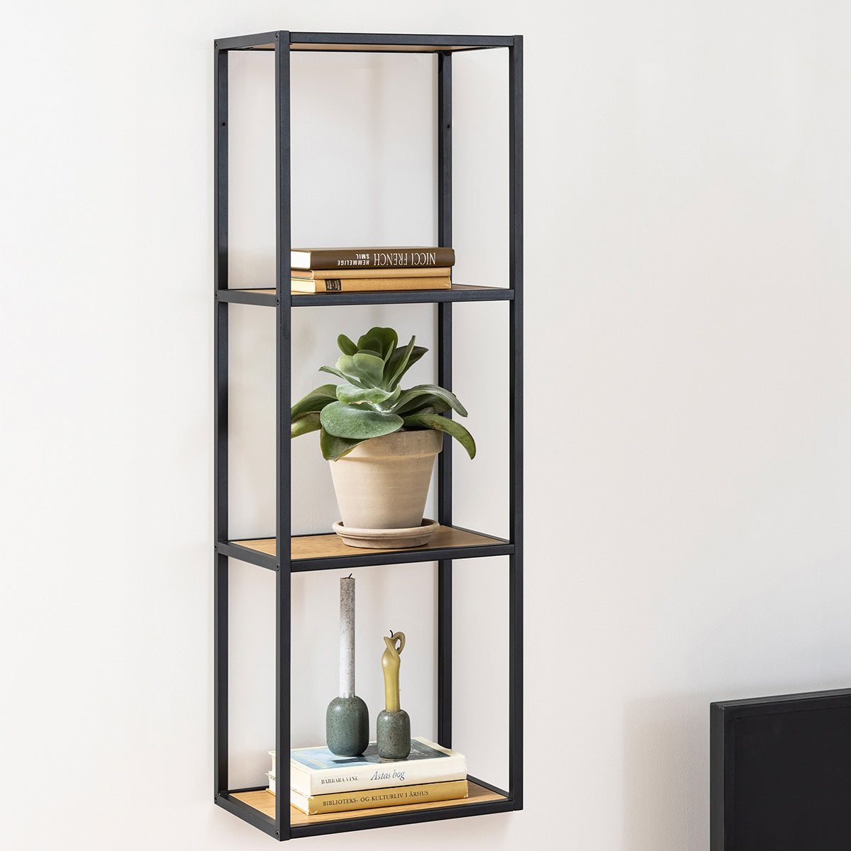 Metal Shelving Unit Wall Hung With Wooden Shelves - Seaford