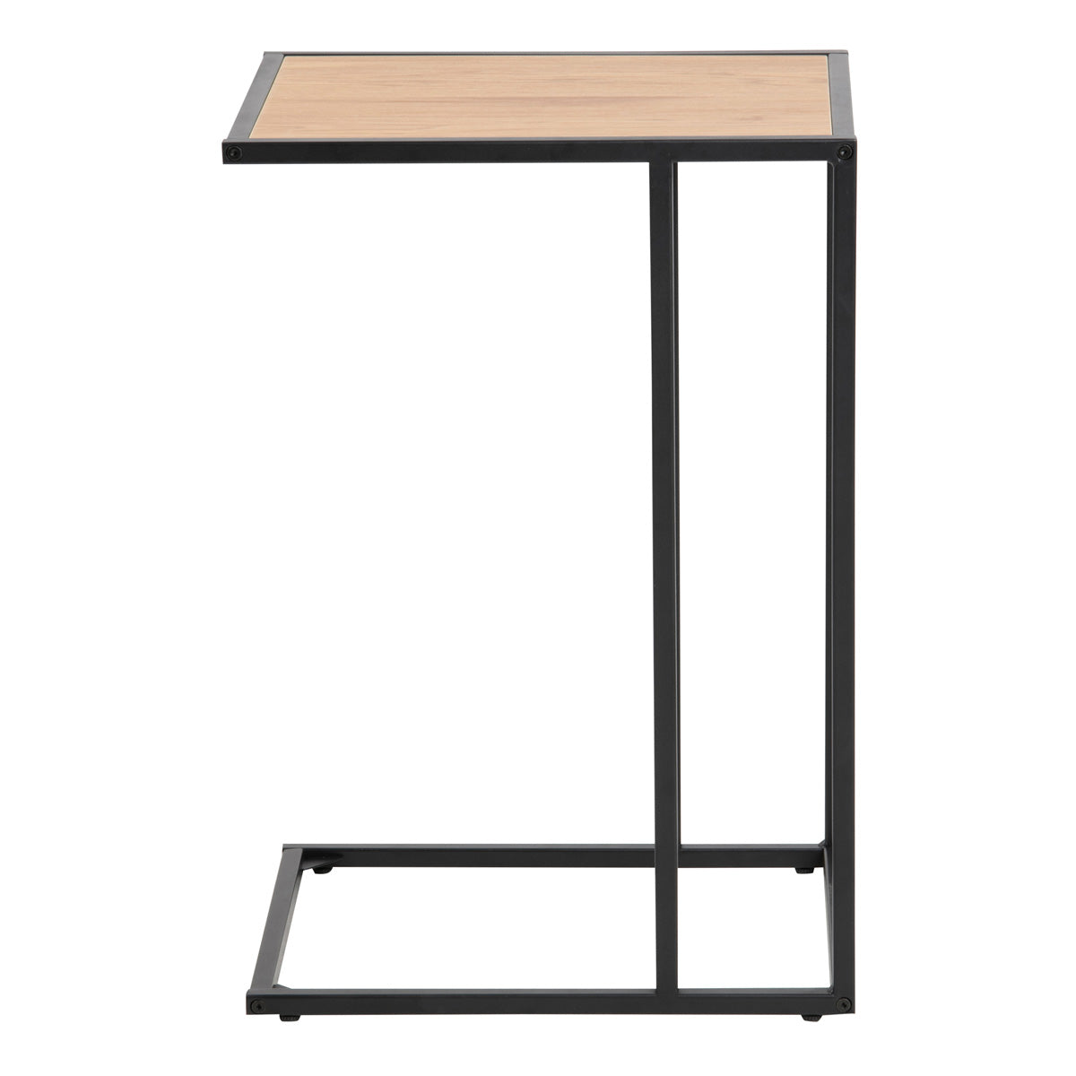 Metal Side Table in Black Rectangular With Wooden Top - Seaford