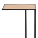 Metal Side Table in Black Rectangular With Wooden Top - Seaford