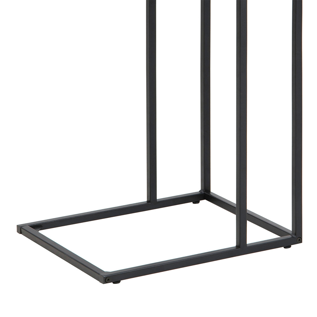 Metal Side Table in Black Rectangular With Wooden Top - Seaford