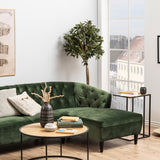 Metal Side Table in Black Rectangular With Wooden Top - Seaford