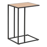 Metal Side Table in Black Rectangular With Wooden Top - Seaford