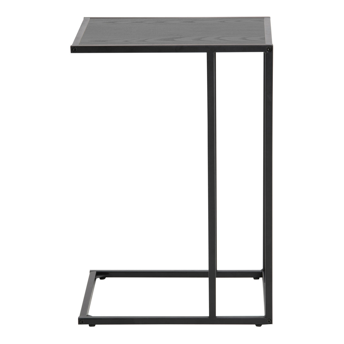 Metal Side Table in Black Rectangular With Wooden Top - Seaford