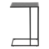 Metal Side Table in Black Rectangular With Wooden Top - Seaford