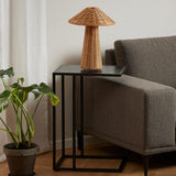 Metal Side Table in Black Rectangular With Wooden Top - Seaford