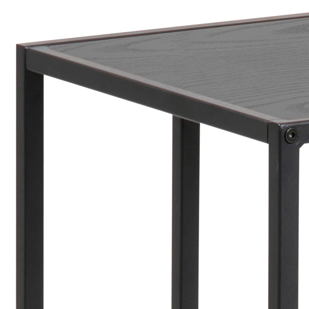 Metal Side Table in Black Rectangular With Wooden Top - Seaford