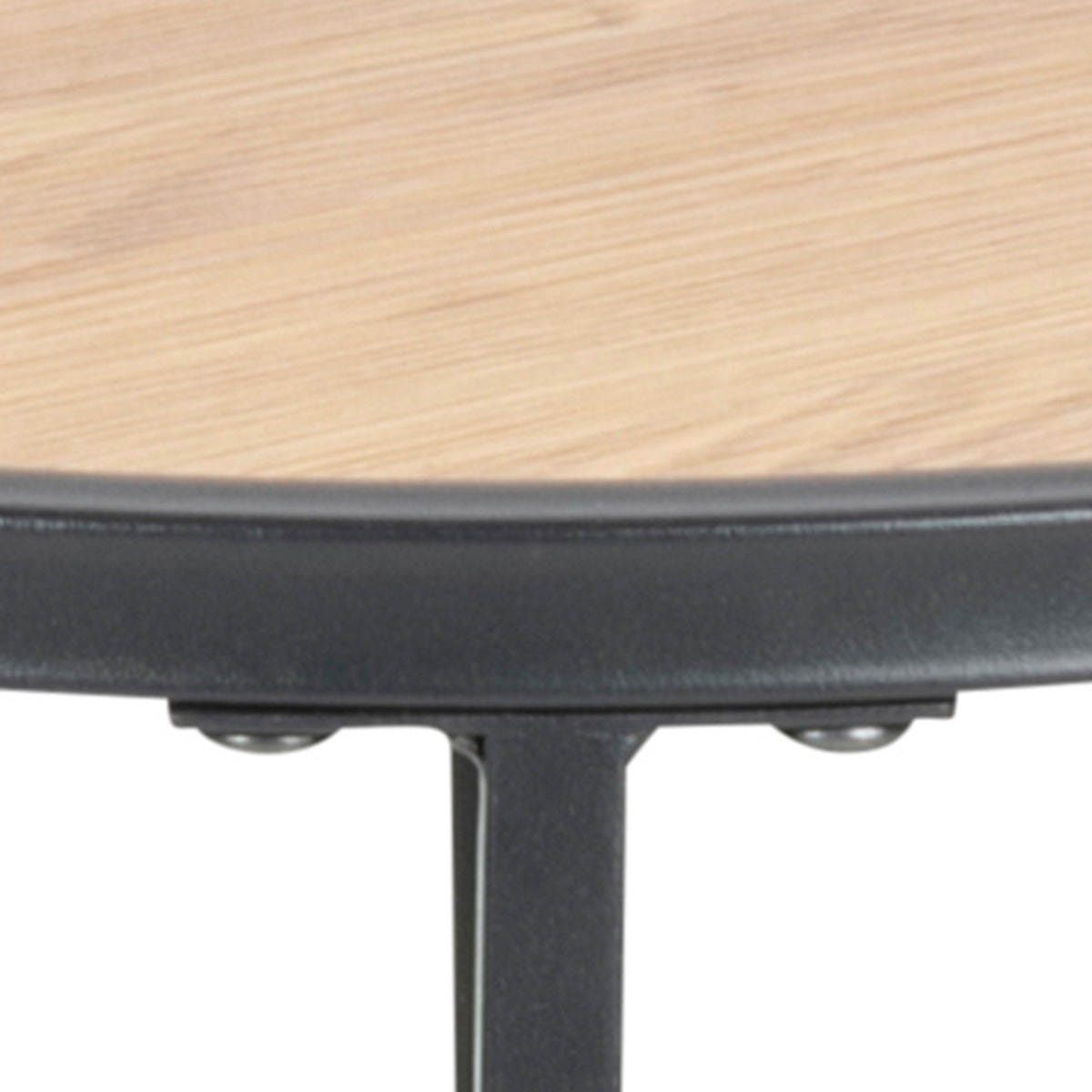Metal Side Table Round in Black With Wooden Top - Seaford