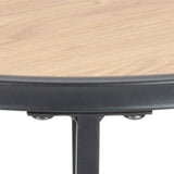Metal Side Table Round in Black With Wooden Top - Seaford