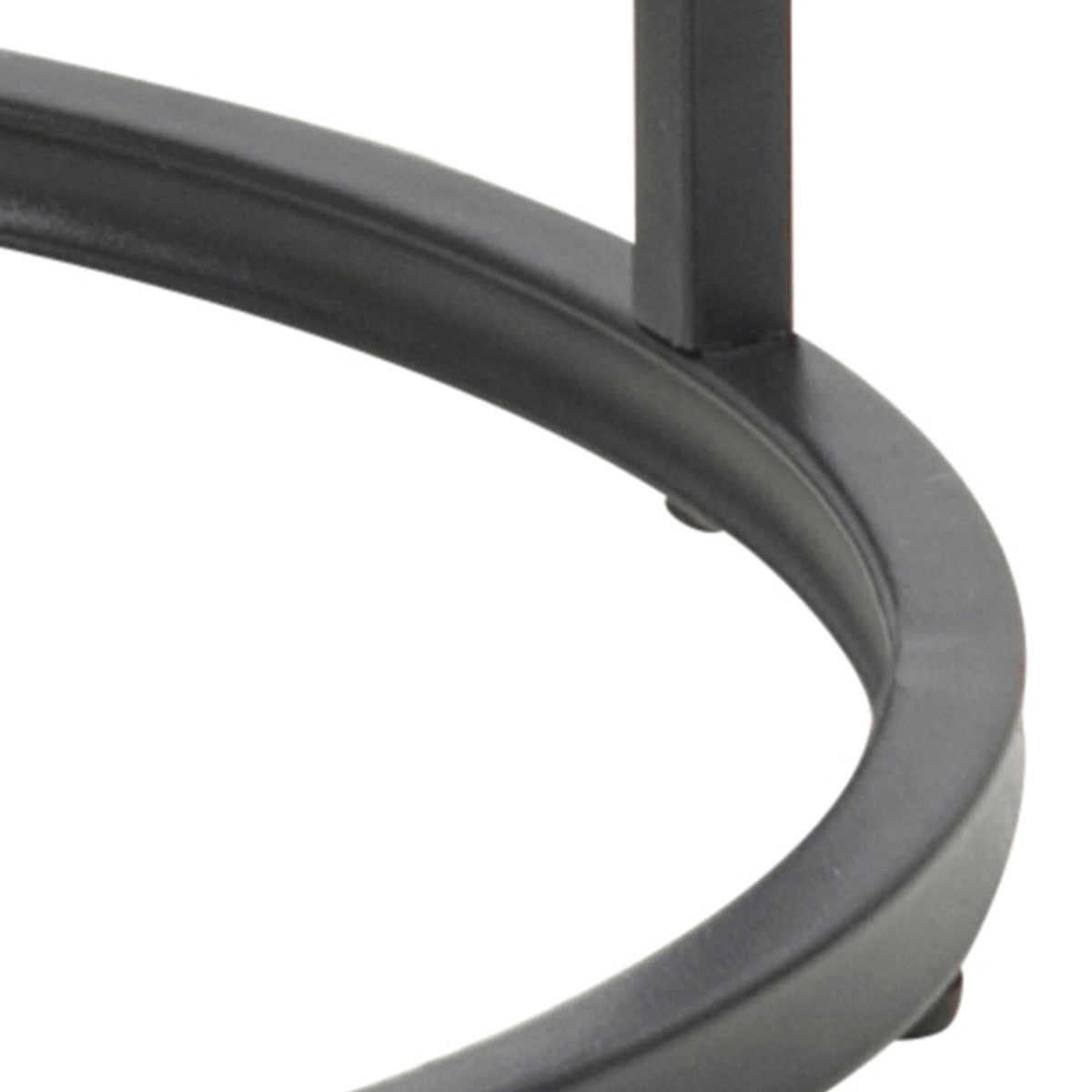 Metal Side Table Round in Black With Wooden Top - Seaford