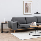 Metal Side Table Round in Black With Wooden Top - Seaford