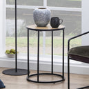 Metal Side Table Round in Black With Wooden Top - Seaford