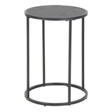 Metal Side Table Round in Black With Wooden Top - Seaford
