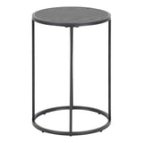 Metal Side Table Round in Black With Wooden Top - Seaford