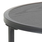 Metal Side Table Round in Black With Wooden Top - Seaford