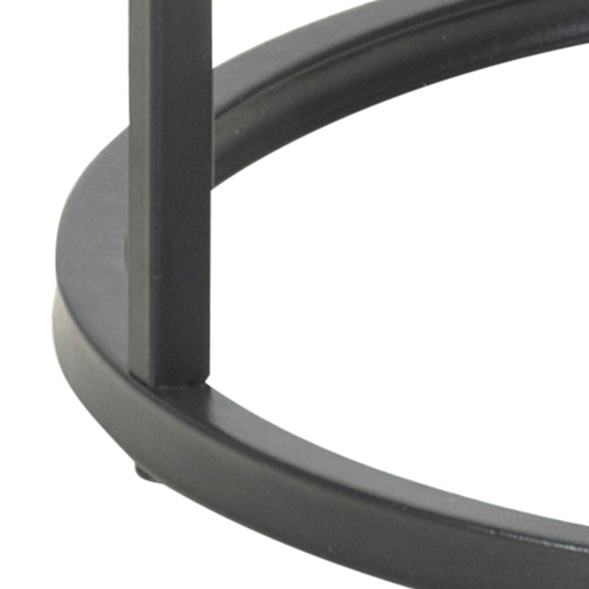 Metal Side Table Round in Black With Wooden Top - Seaford