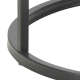 Metal Side Table Round in Black With Wooden Top - Seaford