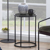 Metal Side Table Round in Black With Wooden Top - Seaford