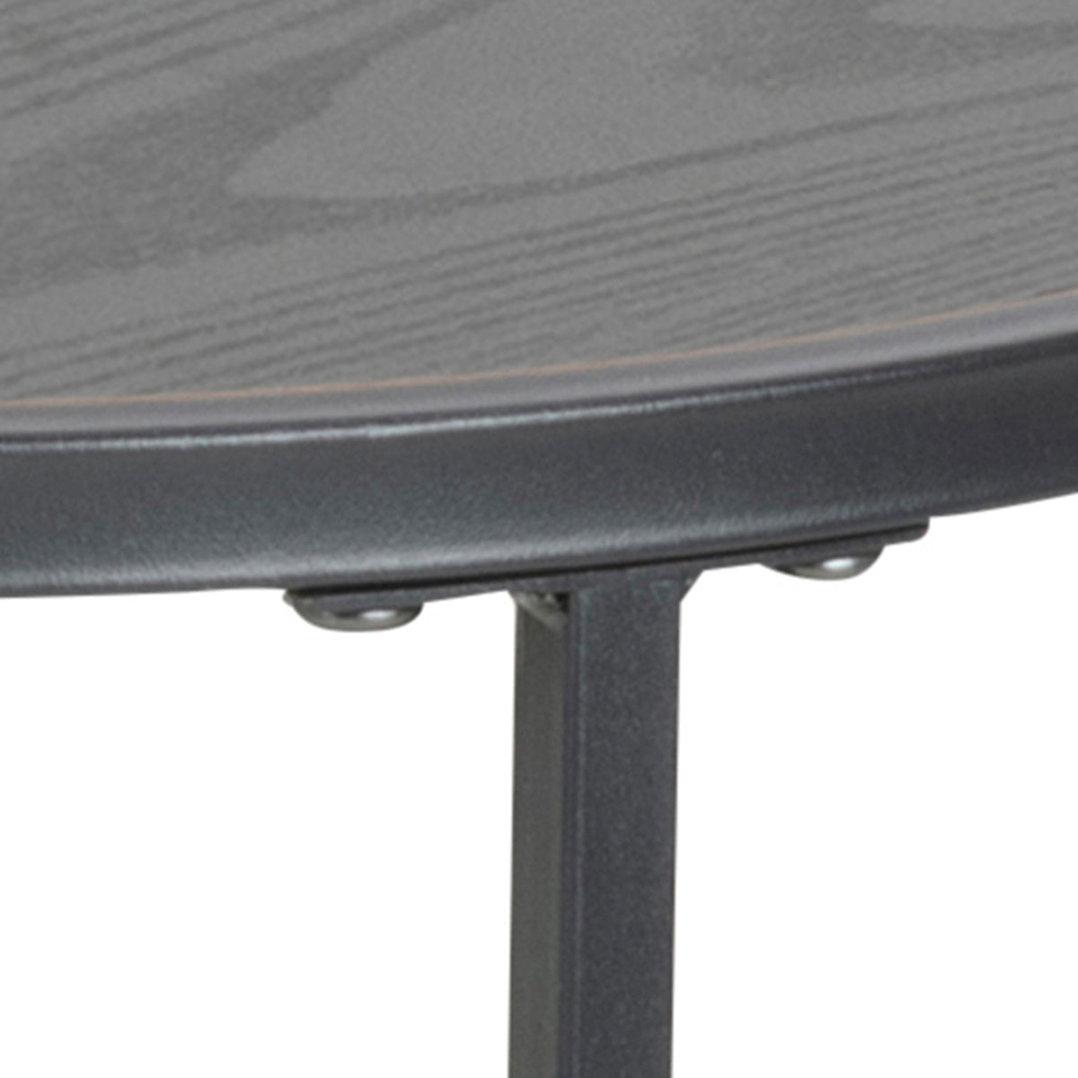 Metal Side Table Round in Black With Wooden Top - Seaford