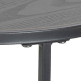 Metal Side Table Round in Black With Wooden Top - Seaford