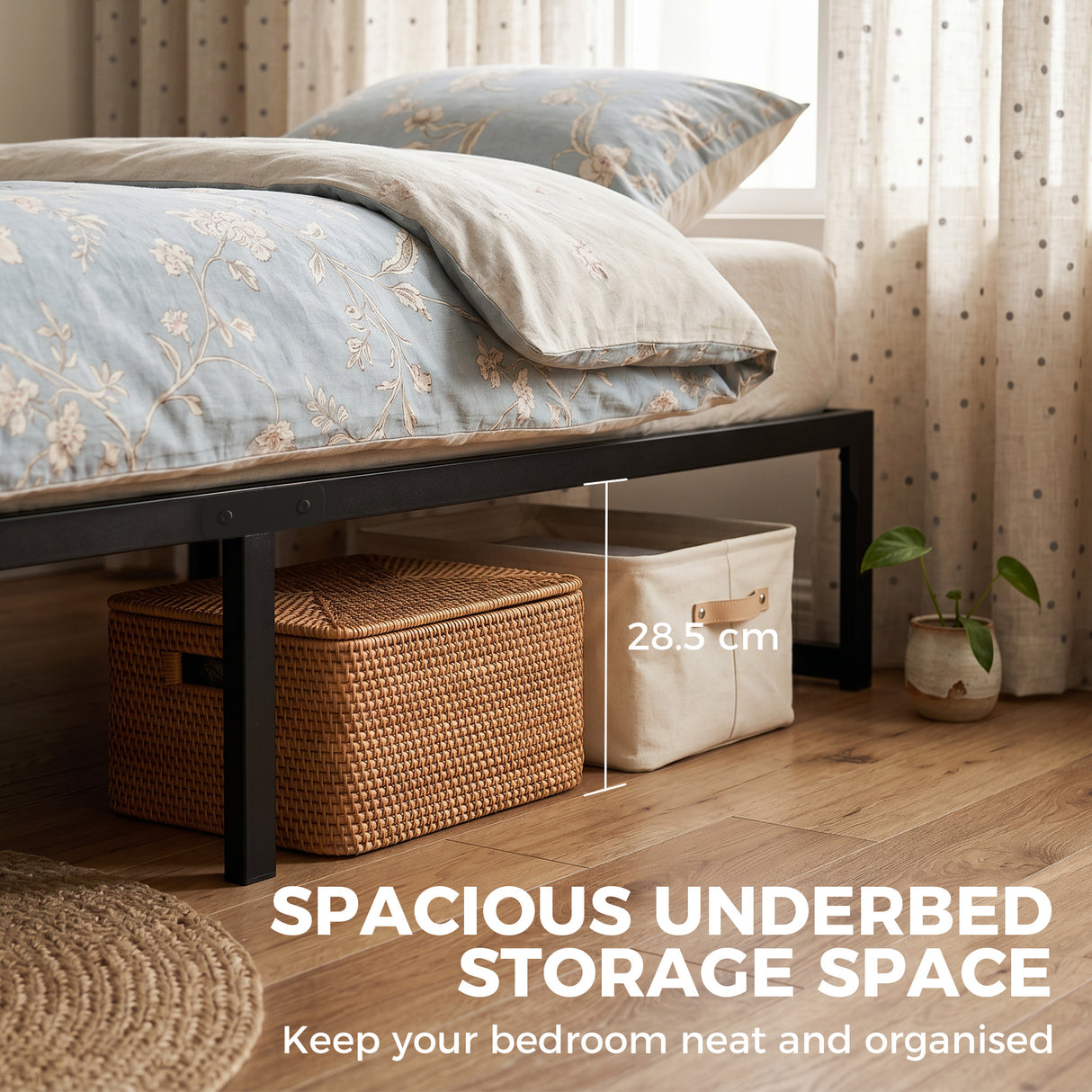 Metal Single Bed 90.6cm Wide - Velmora