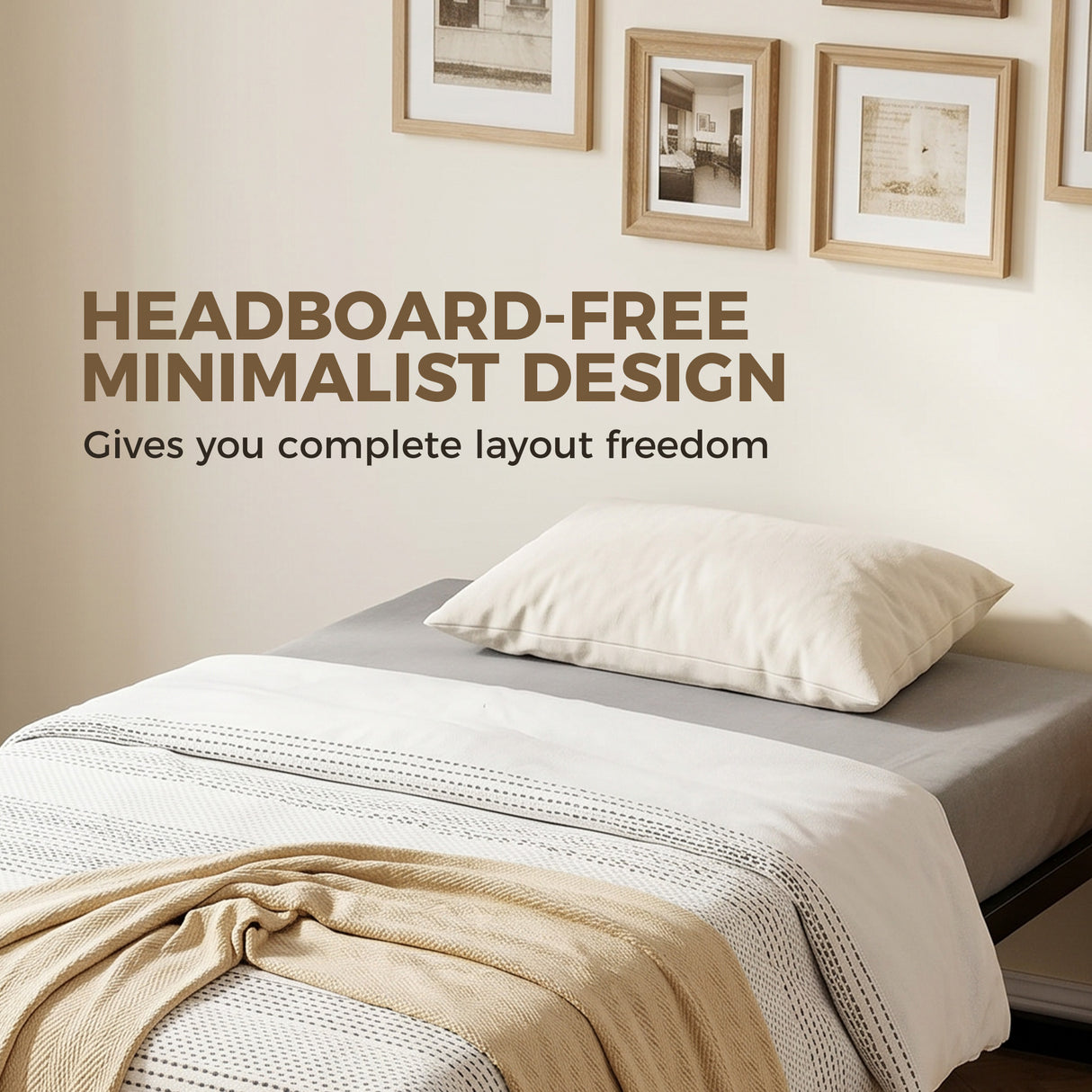Metal Single Bed 90.6cm Wide - Velmora
