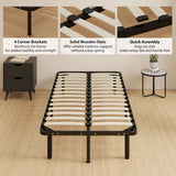 Metal Single Bed 90cm Wide With 28 Wooden Slats - Velmora
