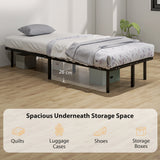 Metal Single Bed 90cm Wide With 28 Wooden Slats - Velmora