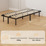Metal Single Bed 90cm Wide With 28 Wooden Slats - Velmora