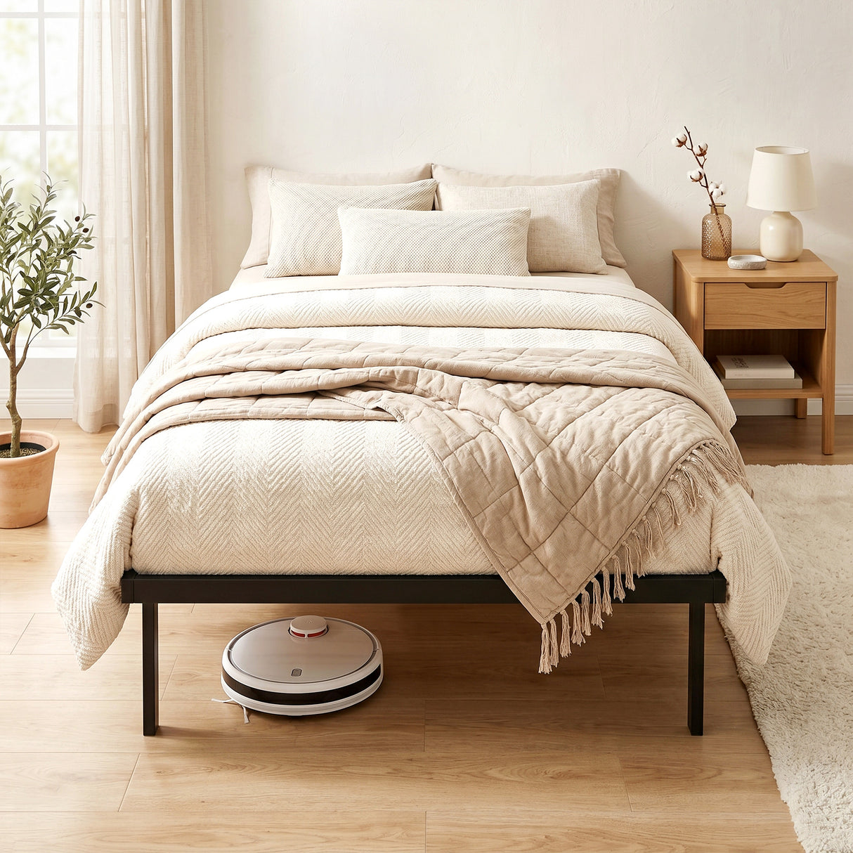 Metal Single Bed 91cm Wide - Velmora