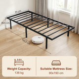 Metal Single Bed 91cm Wide - Velmora