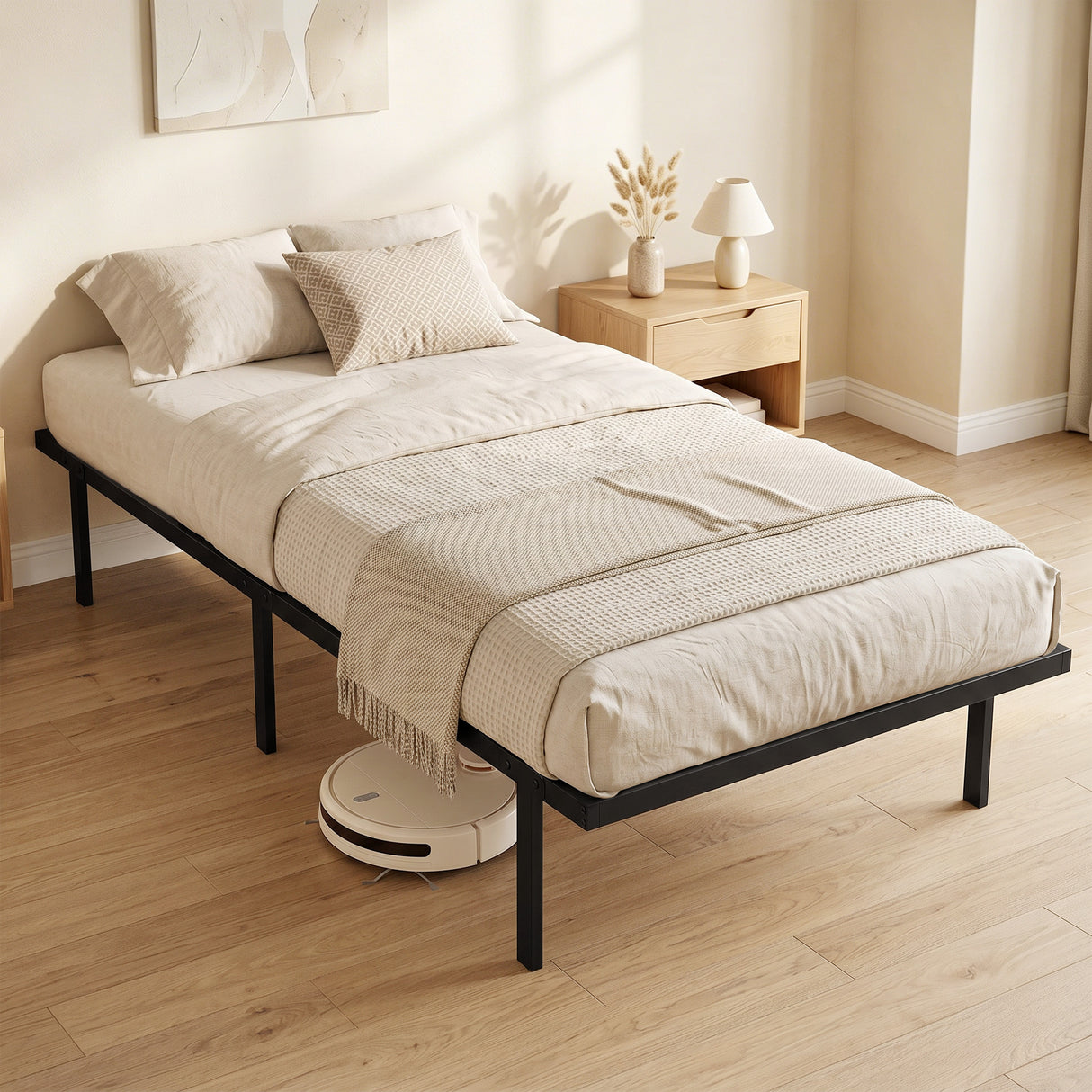 Metal Single Bed 91cm Wide - Velmora