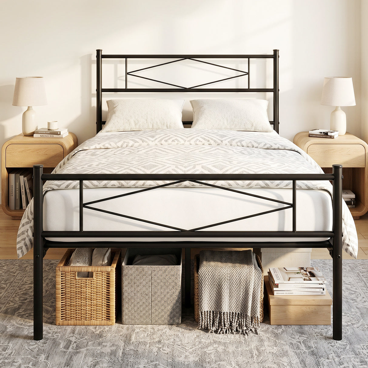 Metal Single Bed 96cm Wide - Velmora