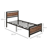 Metal Single Bed 97cm Wide With Wooden Headboard - Velmora