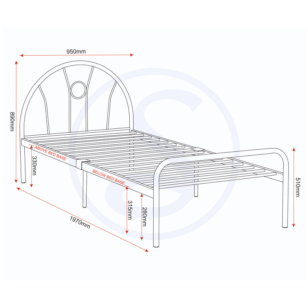 Metal Single Bed - Nova