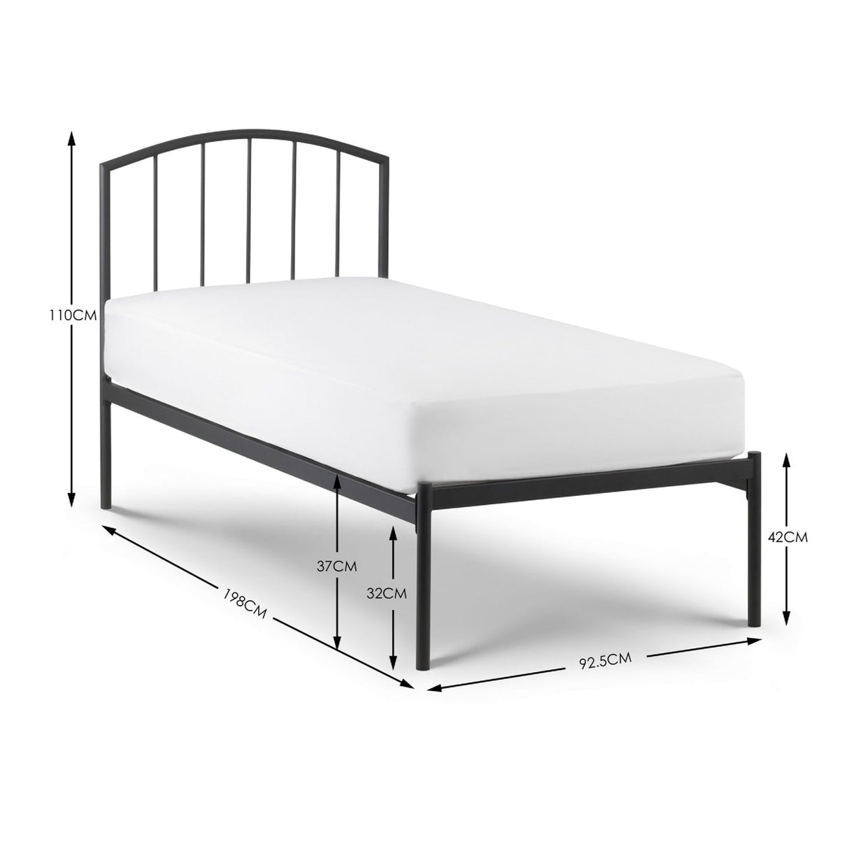 Metal Single Bed - Onyx