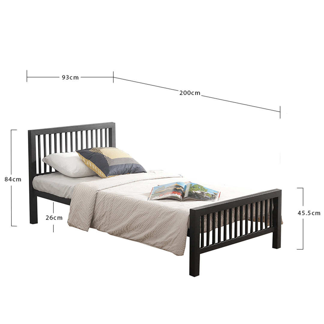 Metal Single Bed With Sprung Slatted Base - Meridian