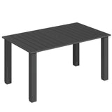 Metal Slatted Top Outdoor Garden Dining Table for 6 People With Parasol Hole - Velmora