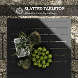Metal Slatted Top Outdoor Garden Dining Table for 6 People With Parasol Hole - Velmora
