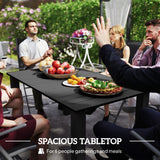 Metal Slatted Top Outdoor Garden Dining Table for 6 People With Parasol Hole - Velmora