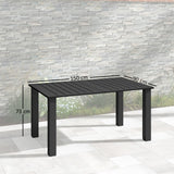 Metal Slatted Top Outdoor Garden Dining Table for 6 People With Parasol Hole - Velmora
