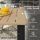 Metal Slatted Top Outdoor Garden Dining Table for 6 People With Parasol Hole - Velmora
