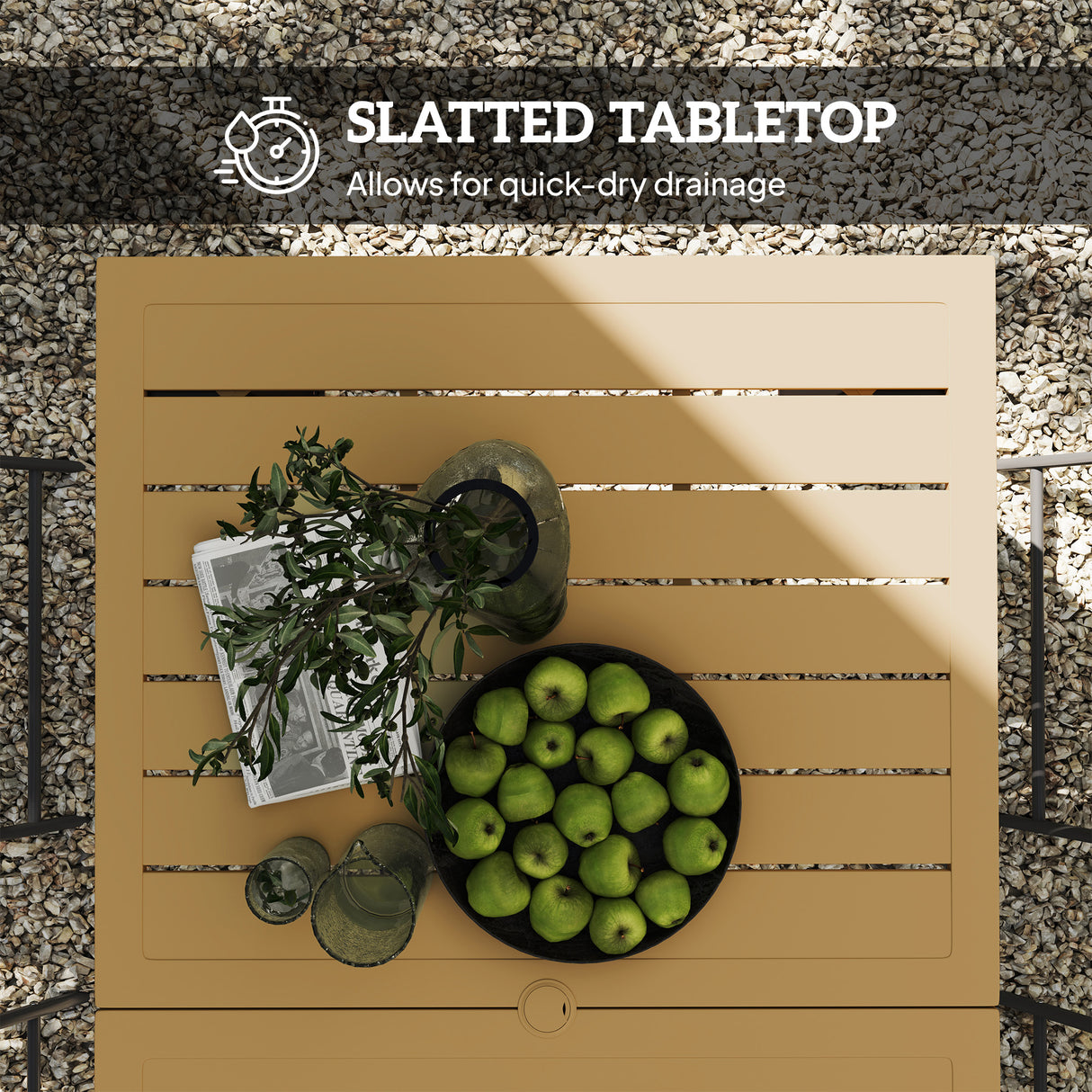Metal Slatted Top Outdoor Garden Dining Table for 6 People With Parasol Hole - Velmora