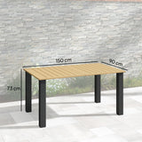 Metal Slatted Top Outdoor Garden Dining Table for 6 People With Parasol Hole - Velmora